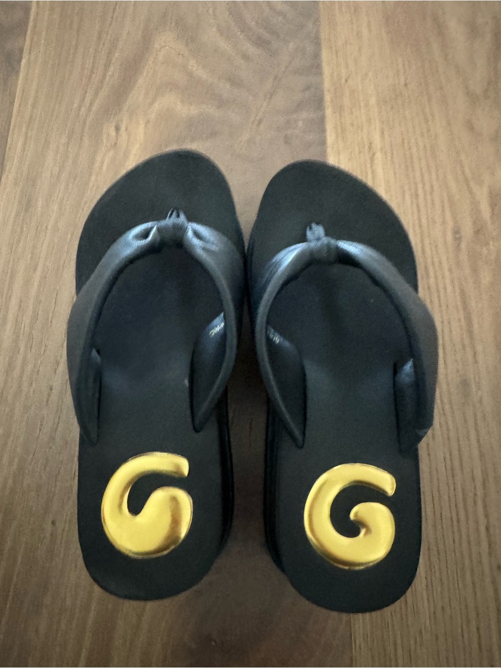 cult gaia Black Platform Flip Sandals with Gold Accent